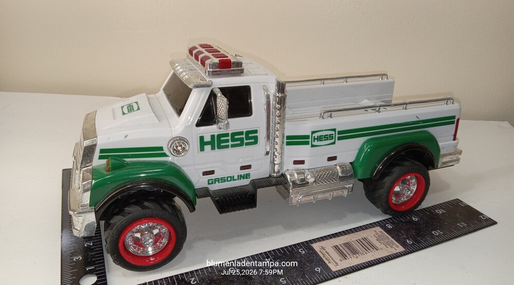 2011 Hess Toy Truck and Race Car (Truck Only) White Green Gasoline Truck